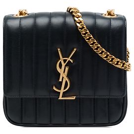 Autre Marque Bolsa de Corrente Vicky Monograma Saint Laurent em pele de cordeiro preta tamanho Medium