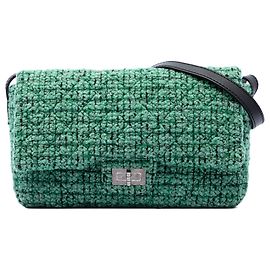 Chanel Green Jumbo Quilted Tweed Reissue 2.55 Easy Messenger Flap