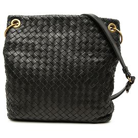 Bottega Veneta Borsa a tracolla Intrecciato in nappa nera