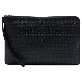 Pouch doppia piatta LOEWE in vitello con Anagramma impresso nero