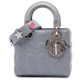 Dior Gray Small Lambskin Cannage My ABCDior Lady Dior