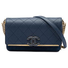 Chanel Blue CC Stitched Caviar and Suede Lady Coco Flap