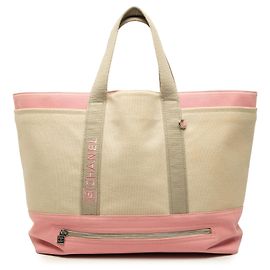 Chanel Beige Large Bicolor Canvas Sports Ligne Tote