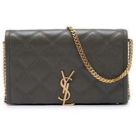 Autre Marque Saint Laurent Becky Wallet on Chain aus braunem Lammleder