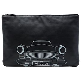 Chanel Clutch Cuba La Habana O Case en piel de cordero impresa negra Large