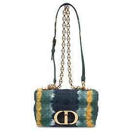 Bolsa Dior Caro Small em denim verde tie dye Cannage