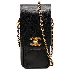 Bolsa Crossbody para Telemóvel Chanel Black CC Caviar