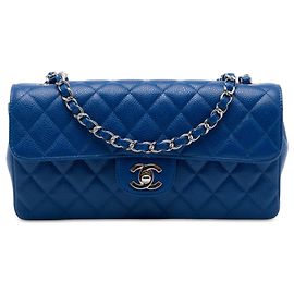 Chanel Blue Classic Caviar East West Single Flap