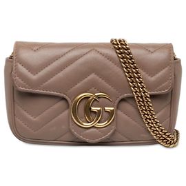Bolsa Tiracolo Gucci Brown Mini GG Marmont Matelasse Leather Flap