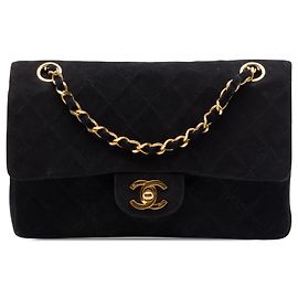 Chanel Black Small Classic Suede Double Flap