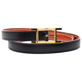 Cinturón reversible Quentin Hermès en piel Box Calf negra