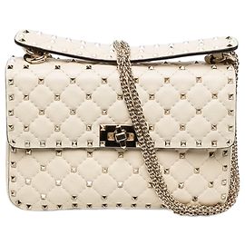 Valentino White Medium Nappa Rockstud Spike Satchel