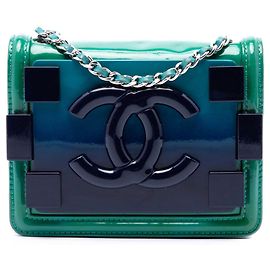 Chanel Green Mini Ombre Acrylic and Patent Boy Brick Flap