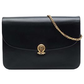 Borsa a tracolla Dior in pelle nera con catena