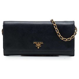 Prada Black Saffiano Wallet On Chain