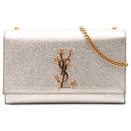 Autre Marque Saint Laurent Gold Metallic Textured Calfskin Star Monogram Kate Crossbody
