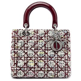 Dior Red Medium Tweed Cannage Lady Dior