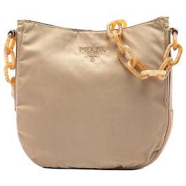 Prada Beige Tessuto Resin Chain Shoulder Bag