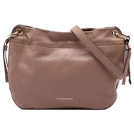 Burberry Bolsa Tiracolo Bingley em couro de bezerro granulado marrom e lona House Check, Small