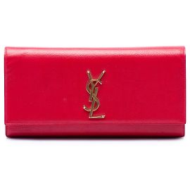 Autre Marque Clutch Saint Laurent Red Grain de Poudre Monogram Cassandre