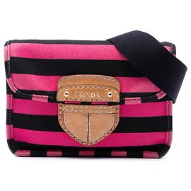 Prada Sac Bandoulière en Toile Canapa Righe Rose
