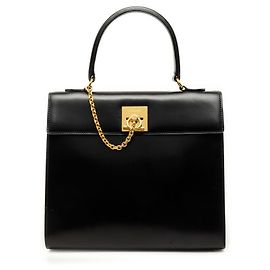 Céline mala Celine de couro preto com fecho toggle