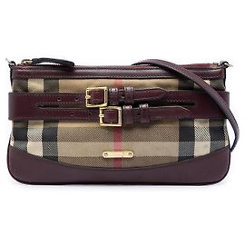Burberry Beige House Check Canvas Bridle Peyton Crossbody
