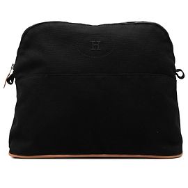 Hermès Black Toile Bolide Trousse De Voyage MM