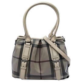 Burberry Gray Small Smoke Check Coated Canvas Northfield Satchel