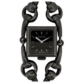 NEUE GUCCI SIGNORIA YA116310 QUARTZ UHR AUS EDELSTAHL PVD SCHWARZ