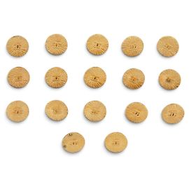 NOVO VINTAGE LOTE DE 17 BOTÕES CHANEL LOGO CC ESTRIADOS DOURADOS 12MM GOLDEN BUTTONS