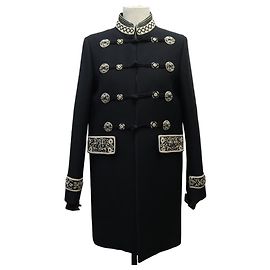 CHRISTIAN DIOR COUTURE OFFICER STYLE COAT 38 M MANDARIN COLLAR EMBROIDERY
