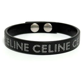 Céline CELINE Monochrome Studs Leather Bracelet
