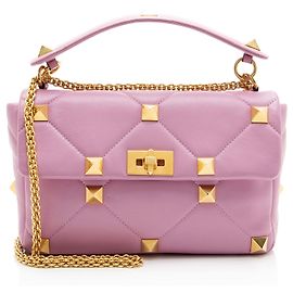 Valentino Garavani Bolsa de Ombro Média Roman Stud em Pele de Vitelo Valentino