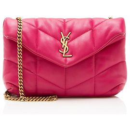 Autre Marque Saint Laurent LouLou Toy Puffer Schultertasche aus Lammleder mit Monogramm