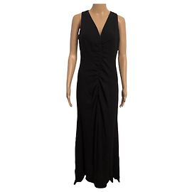 Valentino Vestido Largo de Seda Negro