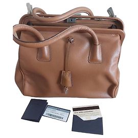 Borsa Prada Madras Cerniera Brandy in pelle color caramello