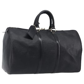 LOUIS VUITTON Epi Keepall 45 Boston Bag Black M42972 LV Auth 204059A