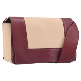 Céline Bolso de hombro CELINE flame de piel Beige Rojo Vino Auth bs37453