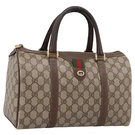 Bolso de mano GUCCI GG Supreme Web Sherry Line PVC Beige Gold 40 02 007 Auth 207408
