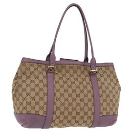 Saco Tote GUCCI GG Canvas Miss GG Bege Dourado 353122 Auth 207407V