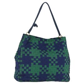 Bolso de hombro Bottega Veneta INTRECCIATO Canvas Green Gold Auth 206749