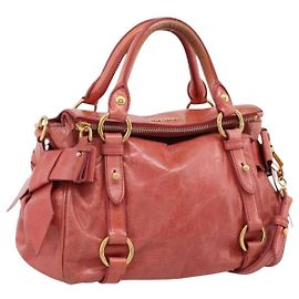 Sac à main Miu Miu en cuir 2 voies Rose Ton Or Auth 167647M