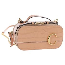 Chloé Bolsa de Ombro Chloe Chain em Couro 2way Pink Gold Auth 206795M