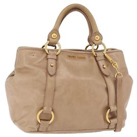 Miu Miu Handtasche Leder 2way Beige Gold Auth 167725M