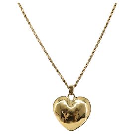 Autre Marque Collar con motivo de corazón SAINT LAURENT metal Gold Auth 205495M