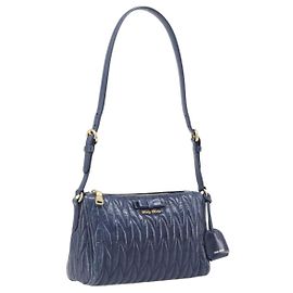 Borsa a spalla Miu Miu Matelassé in pelle blu e oro RR1937 Auth am12690V