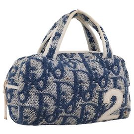 Borsa a mano Christian Dior Trotter Canvas pile Blue Auth 205261