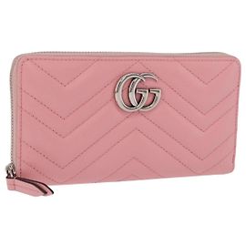 GUCCI Long Wallet Leather Pink Silver 443123 Auth 205414M