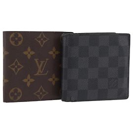 LOUIS VUITTON Damier Graphite Monogram Portefeuille Marco 2 Set Auth 206946